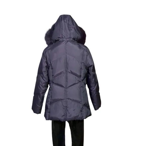 Laura Purple Puffer Jacket with Faux Fur Hood Size SP - Picture 12 of 16